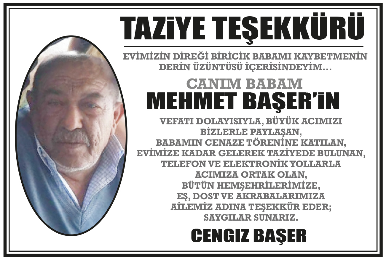 mehmetbaser TAZiYE TEŞEKKÜRÜ