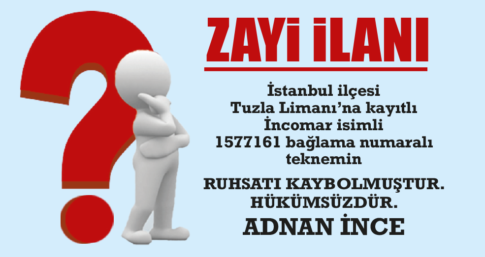 ZAYI%CC%87I%CC%87 Tekne Ruhsatımı Kaybettim, Hükümsüzdür