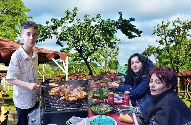 Gençlerin mangal sunumuyla işsiz doğa turu